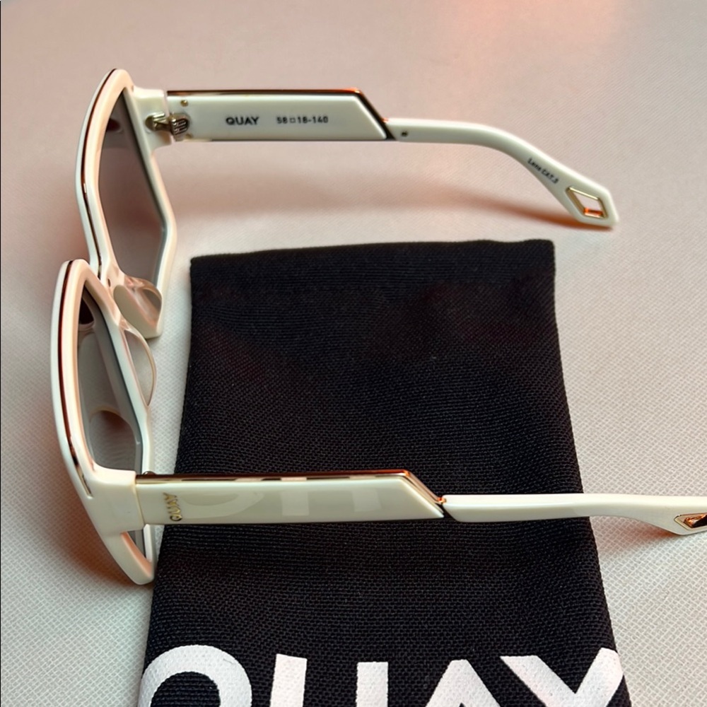Quay Australia Cream Frame  and brown lenses Polarized Sunglasses NWOT - Picture 3 of 16